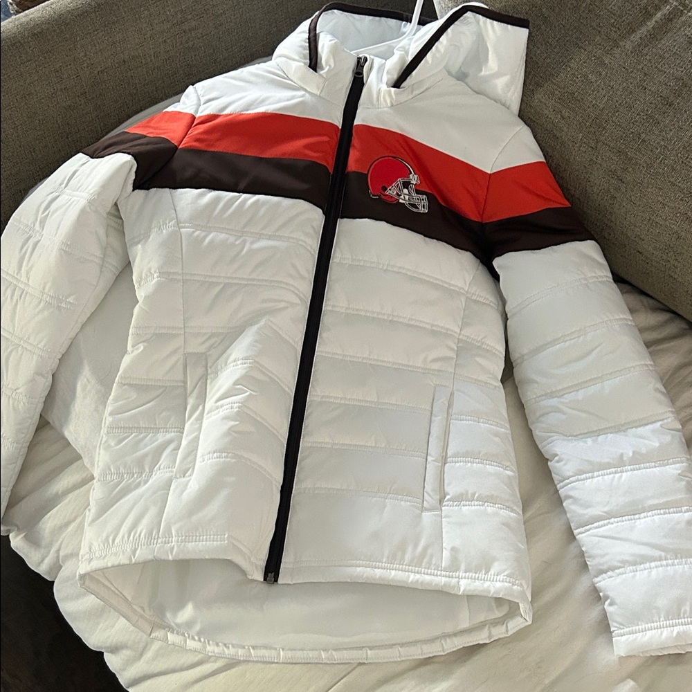 NFL White and Brown Puffer Jacket